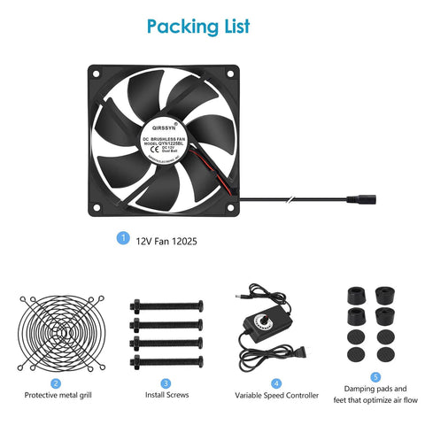 Beefy 120mm AC Powered Fan With Variable Speed Controller For Receiver Amplifier DVR And PlayStation Cooling 110V To 220V