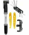 Essentials Cycling Accessory Kit With Mini Dual Pump Aluminum Barrel 120 Psi Presta And Schrader Compatible Frame Mount 11 Function Multi Tool And Tire Levers Your Ride Ready Starter Pack