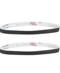 Two 20mm sanding belts for 20mm Pneumatic Air Belt Sander Polisher For Metal Wood Plastic, shown side by side on white background.
