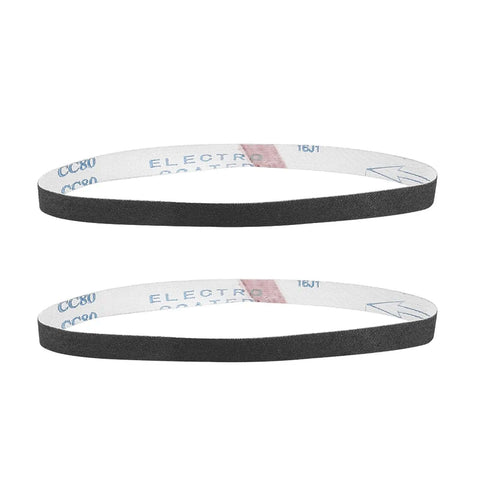 Two 20mm sanding belts for 20mm Pneumatic Air Belt Sander Polisher For Metal Wood Plastic, shown side by side on white background.