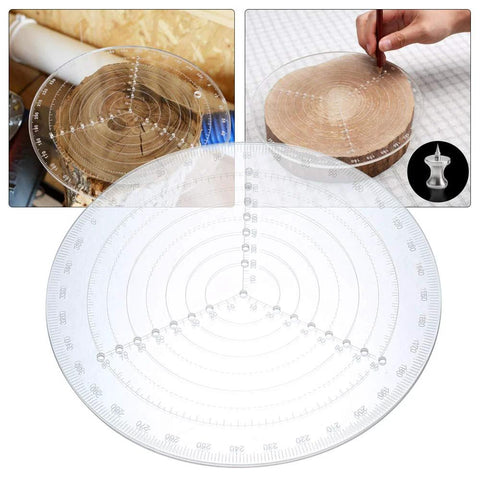 VISLONE clear acrylic round center finder compass for drawing circles in woodworking and lathe work