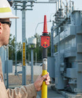 Field tech using High Voltage Detector Kit For Field Techs 30 V To 122 kV AC Intrinsically Safe Pro Grade MSHA Certified Amprobe TIC 300 PRO
