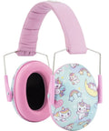 Unicorn themed kid friendly earmuffs for toddlers and kids 25 decibels of noise reduction lightweight adjustable foldable
