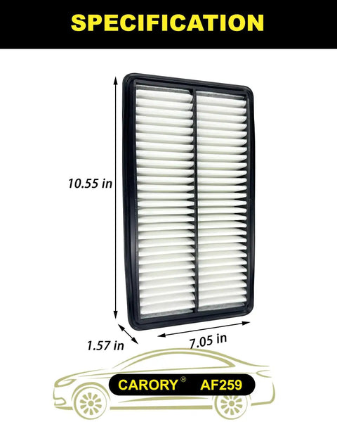Engine Air Filter Replacement For Mazda CX5 2.0L 2.5L SkyActiv Naturally Aspirated 2013 2025 And Mazda 3 3 Sport 2012 2018, dimensions 10.55x7.05x1.57 inches, white filter with black frame, detailed specifications