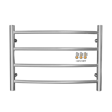 Polished Chrome Towel Warmer For Bathroom Wall Mounted Electric Heated Towel Rack With Stainless Steel Curved 4 Bars ETW29