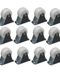 PP Furniture Caster Wheels 12 Pcs Inch White for Office and Home, durable metal base with white wheels for smooth mobility.