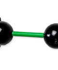 Two black spheres connected by a green flexible bond, part of the Hands On Large Molecular Model Kit For Organic And Inorganic Chemistry.