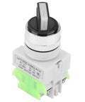 20X31 220V 5A Three Position Maintained Selector Self Locking Rotary Switch With Two NO And One NC Contacts Built To Last And Ready For Control Panels And Electronics Projects, front view