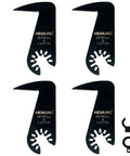 Hemunc drywall blades for oscillating tools, 4-pack; black metal blades with serrated teeth.