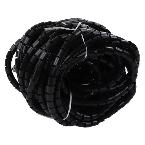 Heavy Duty Wire Protector Sleeves To Crush Fraying And Tangles Black Braided Cable Management Tube coiled for easy storage.