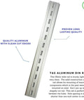 Three Piece Heavy Duty DIN Rail Slotted Aluminum RoHS Compliant Mounting Rail Kit, 12 Inch Length, 35mm Width, 7.5mm High
