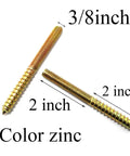 Built Like A Truck 8 Pack Galvanized Hanger Bolts 3/8 Inch By 4 Inch 16 Thread Double Headed Hardware For Wood Furniture Builds Rust Proof Zinc Finish That Grips Tight Every Time, showcasing 3/8 inch and 2 inch bolts.