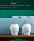 Vintage Ceramic Sealed Storage Jars Double Set For Storing Loose Tea Coffee Beans Spices Sugar And Herbs Fresh Big Time Your Pantry Deserves Straight Fire in a gift box on wooden surface.