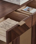 Solid Wood Shoe Cabinet Featuring Modern Minimalist Profiles Tailored For Tight Foyer Layouts And Walk In Closets showing interior drawer design and materials.