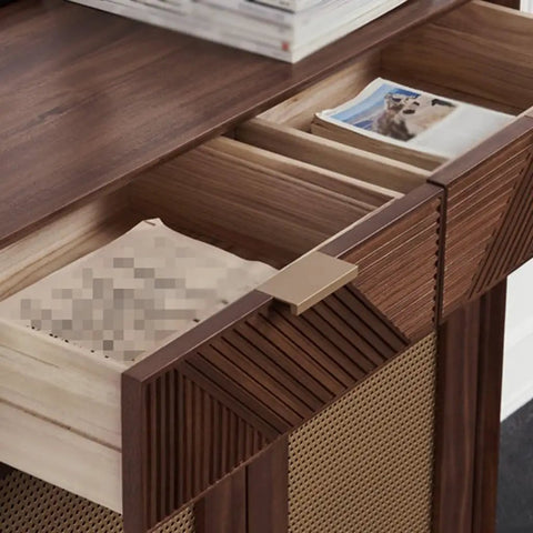 Solid Wood Shoe Cabinet Featuring Modern Minimalist Profiles Tailored For Tight Foyer Layouts And Walk In Closets showing interior drawer design and materials.