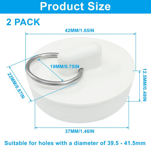 Product size chart for Heavy Duty Rubber Bathtub Drain Stopper And Sink Plug 1 Half Inch, showing dimensions and details.
