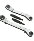 HVAC Service Wrench Kit With Quick Flip Ratchet For Air Conditioning Valves Sizes 3/16 To 3/8 5/16 By 1/4 Bit Adapters