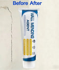 Drywall Patch Repair Kit With Scraper And Nozzle Extender, 5.3oz Paste Filler shown with before and after wall repair results
