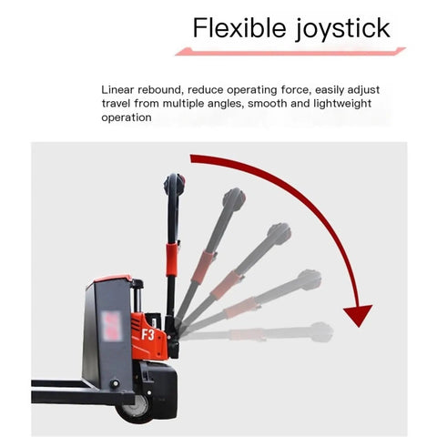 Flexible joystick on Super Duper Heavy Duty 3300 Lb Manual Pallet Jack With Fully Electric Lift for smooth maneuvering.