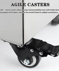Heavy Duty Commercial Deep Fryer Oil Filter Cart With 30 Liter Capacity Tank And Rapid 30 Liters Per Minute Filtration Speed close-up of caster wheel.
