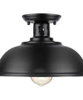 Farmhouse Semi Flush Mount Ceiling Light Fixture with E26 Base, Industrial Black Open Barn Shade Pendant for Kitchen Island