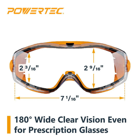 Front view of Over Glasses Protective Safety Goggles With Anti Fog UV Protection Scratch Resistant Lens for woodworking.