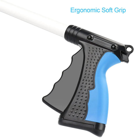 32 Inch Reacher Tool For Easy Trash Pickup And Litter Cleanup, Lightweight Long Grabber Claw With Folding Design, Mobility Aid For Elderly, Nabber And Arm Extension, Blue