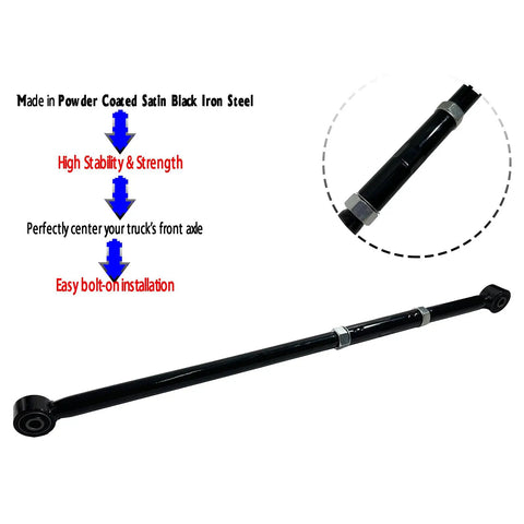 Beefy Rear Adjustable Panhard Track Bar for 0 to 4 Inch Lift Fits 2009-2024 Ram 1500 and 2020-2024 Jeep Gladiator Heavy Duty Steel 3 Inch Suspension Trackbar Kit black steel adjustable bar