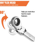 8 Piece Flex Head Ratcheting Wrench Set With 8 To 19 Millimeter Metric Chrome Vanadium Steel Wrenches