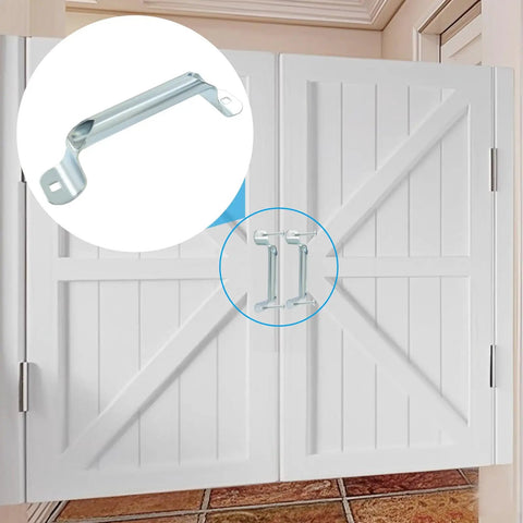 Heavy Duty Iron Garage Door Lift Handles 2 Pack Silver Corrosion Resistant Rolled Grip on white wooden doors.