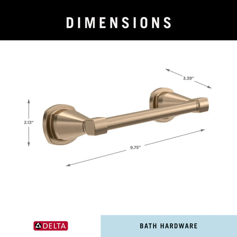 Pivoting Toilet Paper Holder In Champagne Bronze Finish Wall Mount Bathroom Accessory Durable Corrosion Resistant Hardware That Holds Any Sized Roll Easy Replacing Secure Pivot Arm For Quick One Handed Change with dimensions 9.75" x 3.39"