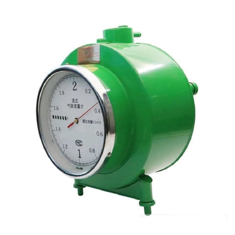 Heavy Duty Water Flow Meter And Wet Gas Sensor For Industrial Volume Tracking Plus RV Water Heater With Dead Simple Interface And Legit Precision Readings Built Tough, green gauge with dial.