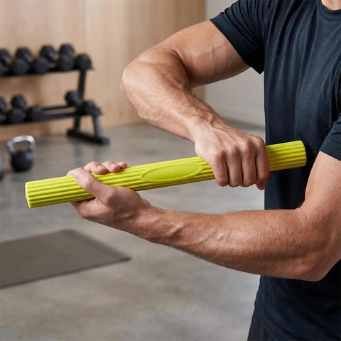 Wrist Strength Trainer Twist Bar For Real Grip Gains And Arm Power, green twist bar held for forearm workout