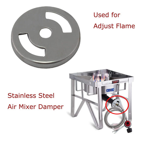 Stainless steel air mixer damper used with Propane Gas Inlet Fitting For Range And Cast Stove, includes 3/8 inch swivel.
