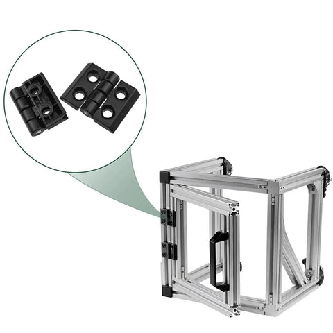 Beefy Heavy Duty Zinc Alloy Hinge Set With T Nuts Screws And Wrenches For Four Sets Rust Resistant And Built To Last For Heavy Door Panels And Equipment Covers With High Load Capacity black hinge set for 20/20 aluminum profile frame