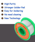 Lead Free Solder Wire 1.2mm 100g Rosin Flux Core For Electronics shown with features highlighted