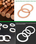 Copper and Teflon seals detail in 1.5 Ton Floor Jack Seal Replacement Kit With O Rings Piston And Washer Complete 22 Piece Hydraulic Jack Rebuild Kit