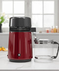 No Fuss Go To Water Distiller For Countertop Home Use With Heavy Duty Stainless Steel Build and Automatic Shutoff on kitchen counter.