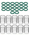 Upgrade Your Welding Game With This TIG Torch Parts Set For SR WP-17 18 26 And WP-9 20 Models featuring clear glass cups and green O-rings.