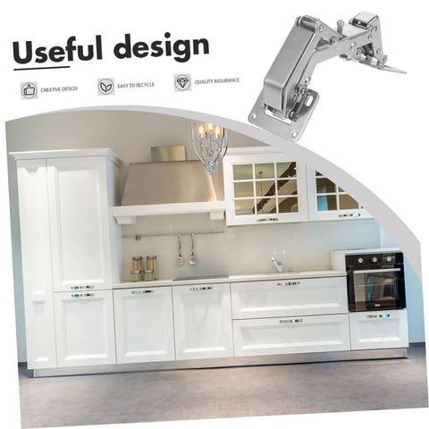 Close-up of two Operitacx concealed door hinges, heavy-duty silver metal hardware for fire doors