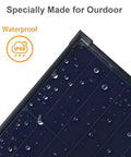 Close-up of waterproof 100W Portable Foldable Solar Panel Suitcase With 10A 12V MPPT Controller, corner with water droplets.