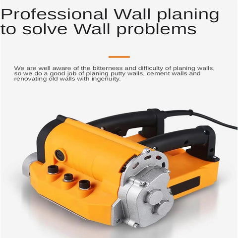 Pro Grade Electric Wall Planer With Hella Smooth Action And Beast Mode Torque For Quick Drywall Scraping Plaster Removal And Variable Speed Wall Reno Gear, showing yellow design with dual handles.