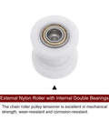 Heavy Duty Nylon Chain Roller Pulley Tensioner Groove Guide Wheel Slider For Mini Motorcycle Dirt Bike Atv Go Kart White with double bearings.