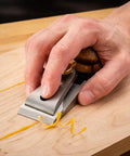 Hand using Bench Dog Small Chisel Plane Durable Flush Plane With Hardened Blade Open Front For Clean Precise Woodworking Trimming