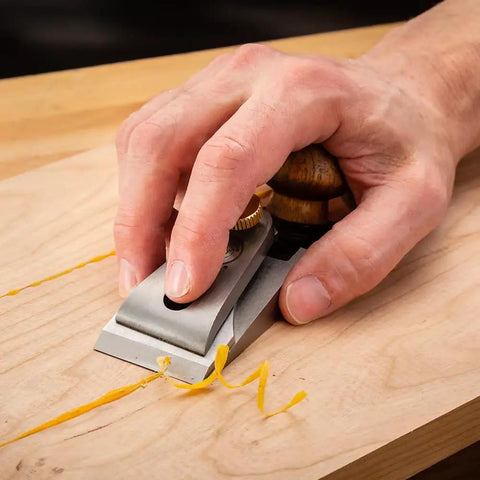 Hand using Bench Dog Small Chisel Plane Durable Flush Plane With Hardened Blade Open Front For Clean Precise Woodworking Trimming