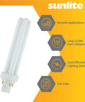 Compact Fluorescent 4 Pin G24q3 U Shape Twin Tube Light Bulbs, 26W 120V, 1560 Lumens, 4100K Cool White, 10 Pack displayed on orange background