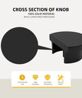 Cross-section of black zinc alloy cabinet knob showing multilayer finish, part of 18 Pack Black Cabinet Knobs Zinc Alloy Round Drawer Knob 1-5/8 Inch Suitable For Kitchen Cabinets Dresser And Bathroom Cabinets Durable Waterproof Finish Rust Resistant Salt Spray Tested For Long Lasting Everyday Use.