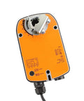Top Shelf Rotary Actuator Delivering A Rock Solid 4 Nm Output For Hassle Free Hvac Ventilation Damper Control Works Flawlessly On Standard Ac 24v Or Dc 24V Wiring, orange housing with connection ports.
