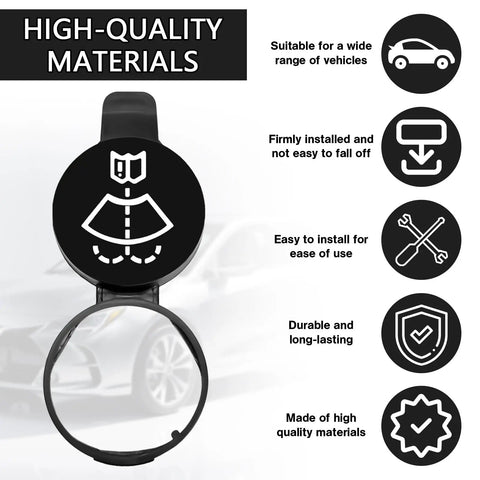 Premium Windshield Washer Fluid Reservoir Cap Replacement For Wiper Bottle Tank Direct Fit Cover OEM Style Cap displayed.