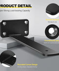 Close-up of 10 Inch Black Hidden L Shelf Brackets Set Of 12 Heavy Duty Iron Floating Shelf Brackets showing smooth surface and countersunk design.